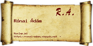 Rónai Ádám névjegykártya